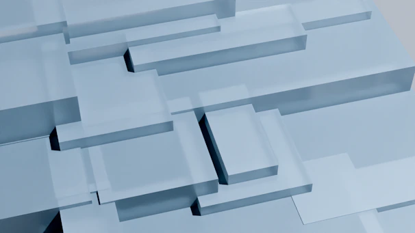 Grid layout of various 3D-printed components with subtle shadow and depth effects.