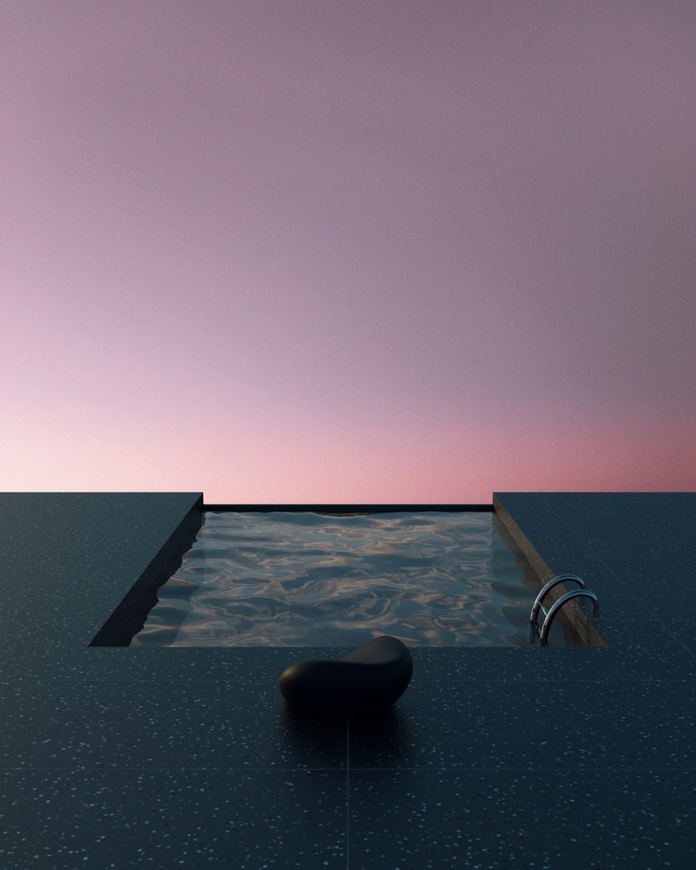 um objeto preto flutuando em uma piscina de água