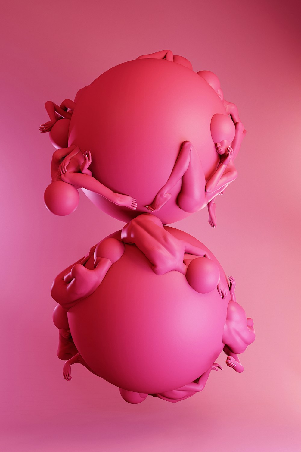 a couple of pink objects floating on top of each other