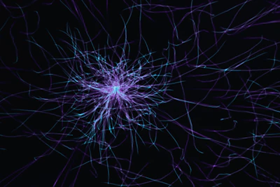 a purple and blue abstract pattern on a black background