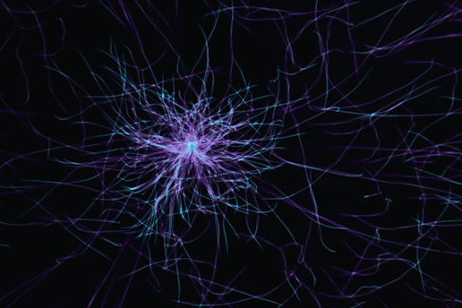 a purple and blue abstract pattern on a black background