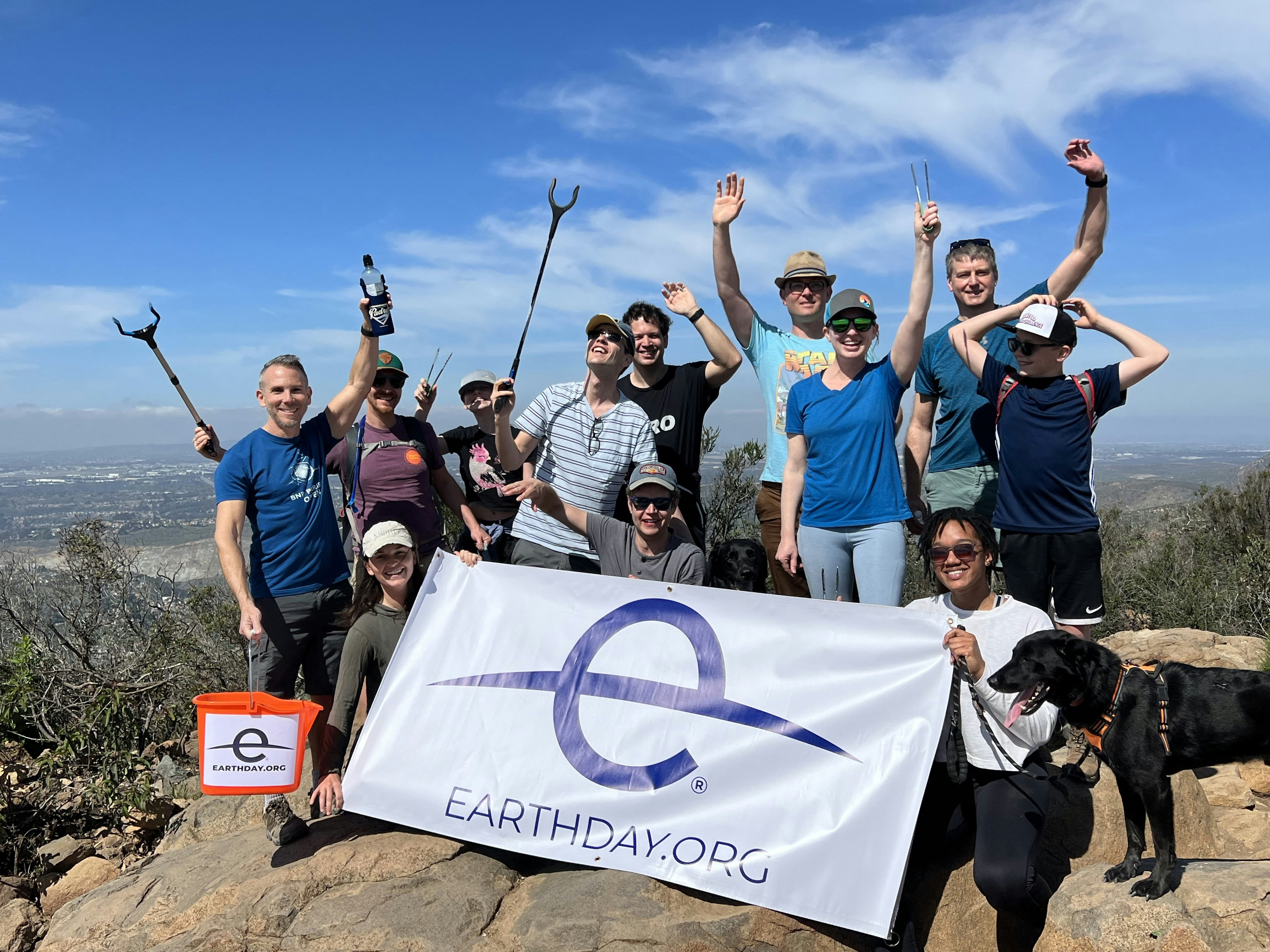 Earth Day Cleanup 2022 for Great Global Cleanup group of 11 and two cute dogs