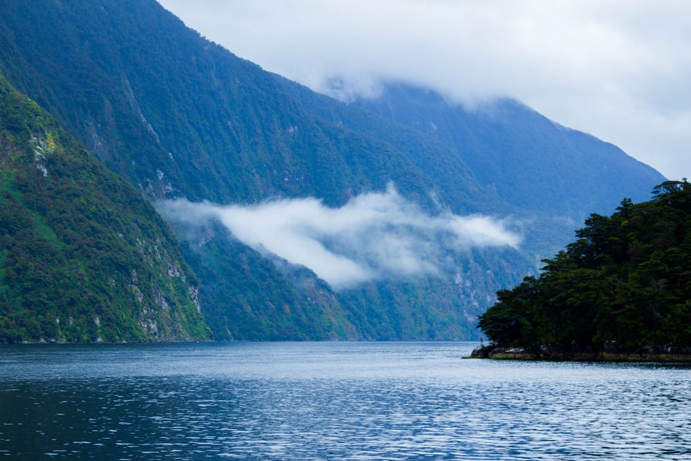 a large body of water surrounded by mountains