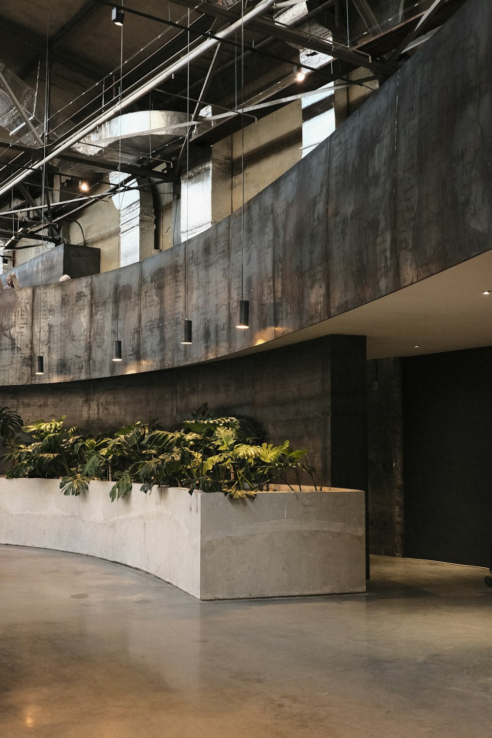 a large planter filled with lots of green plants