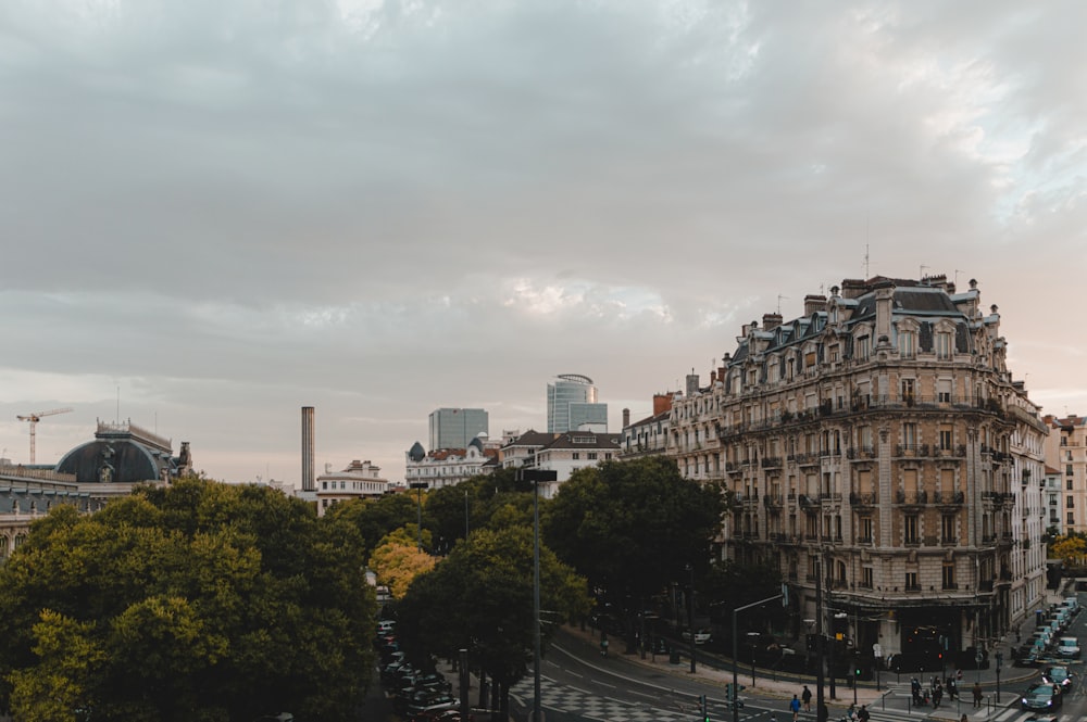 a view of a city street from a high viewpoint