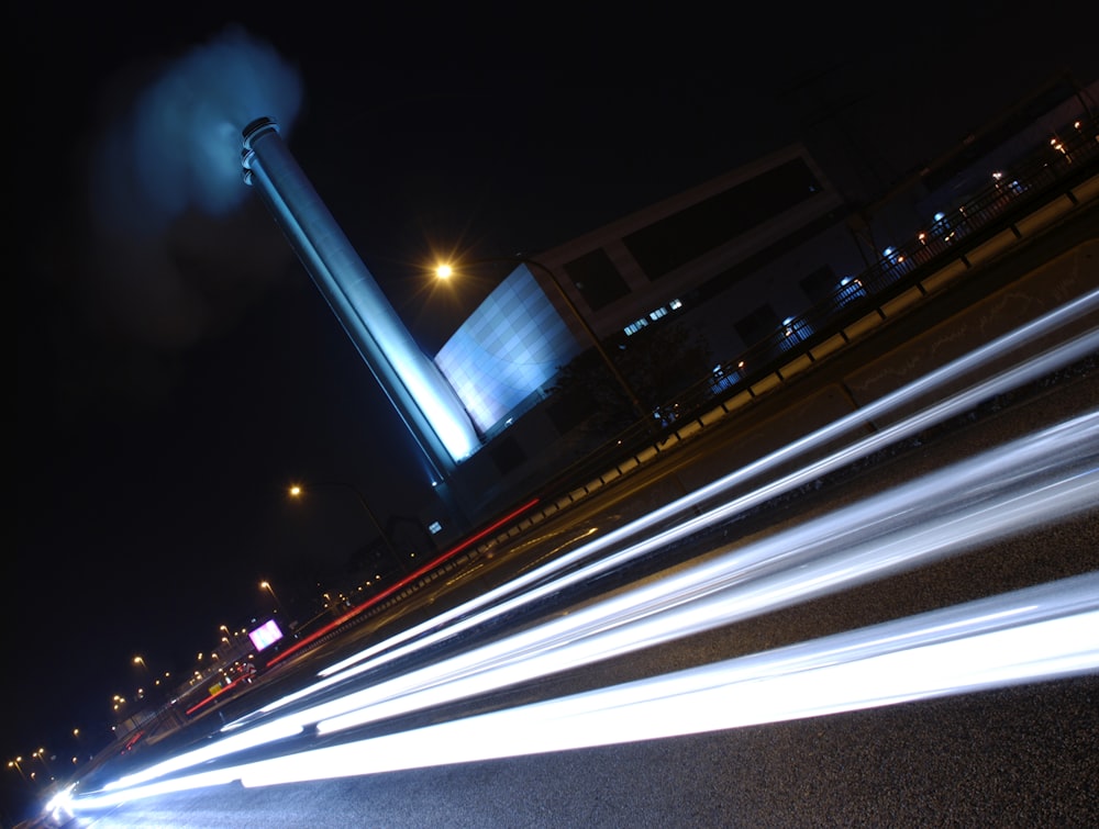 a blurry photo of a city street at night