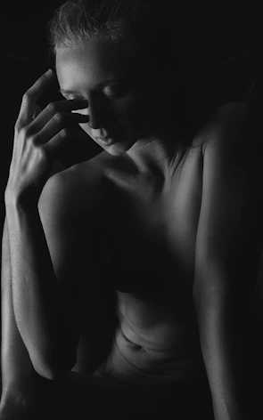 An old black-and-white photo capturing a moment of quiet reflection.