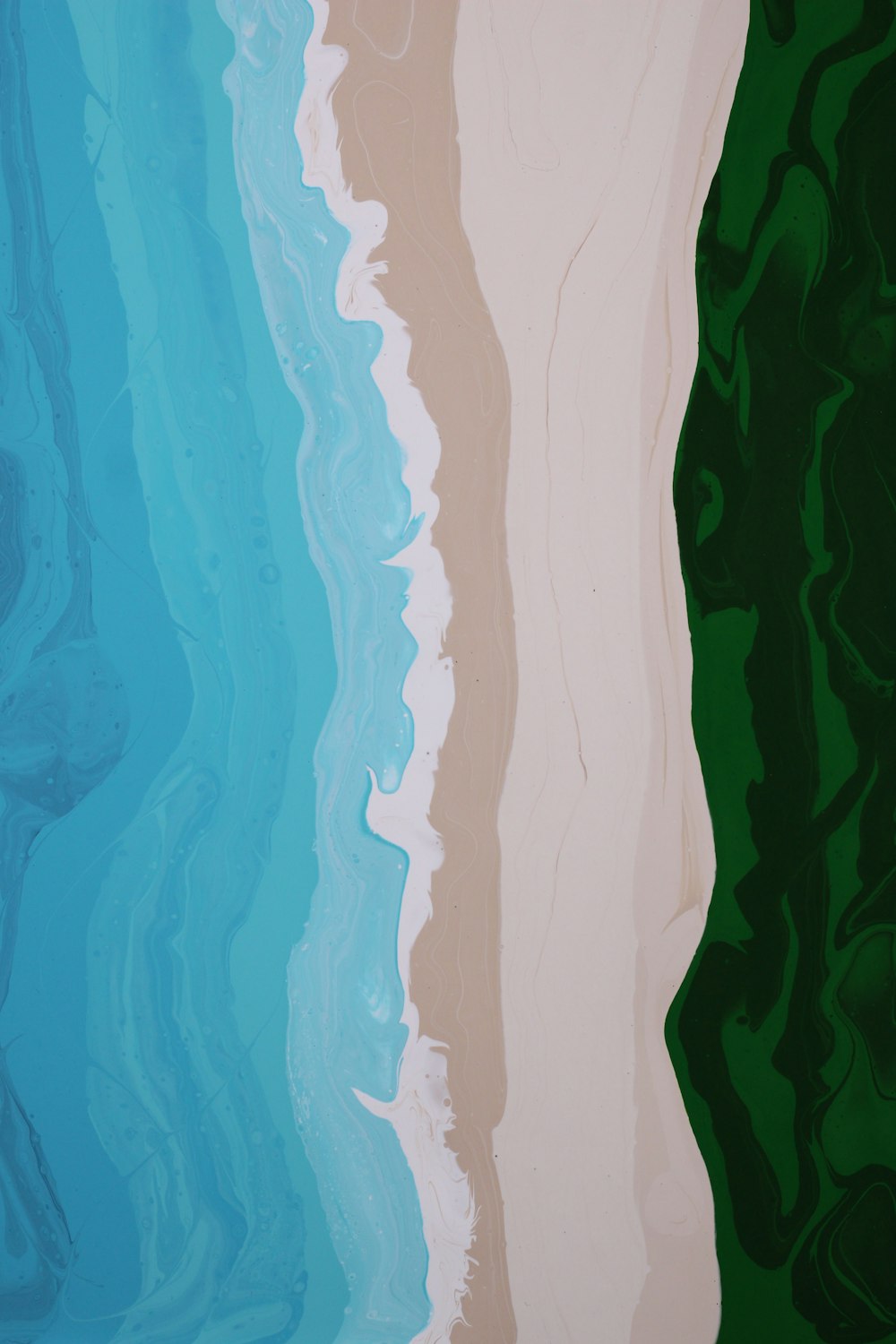 a painting of two different colors of water