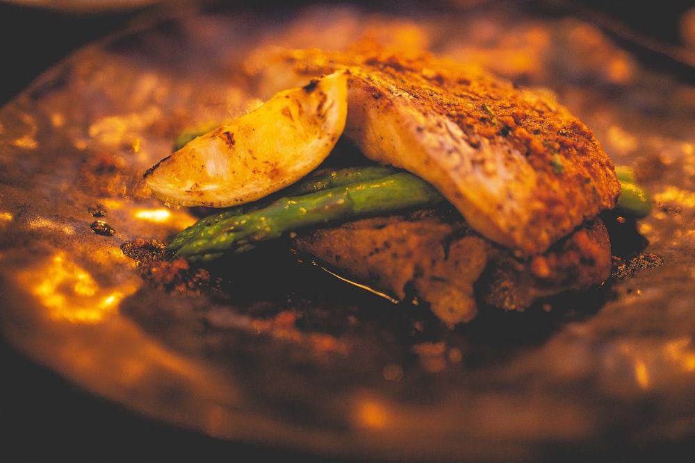 a close up of a plate of food on a table