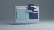 a computer screen with a blue and white design on it
