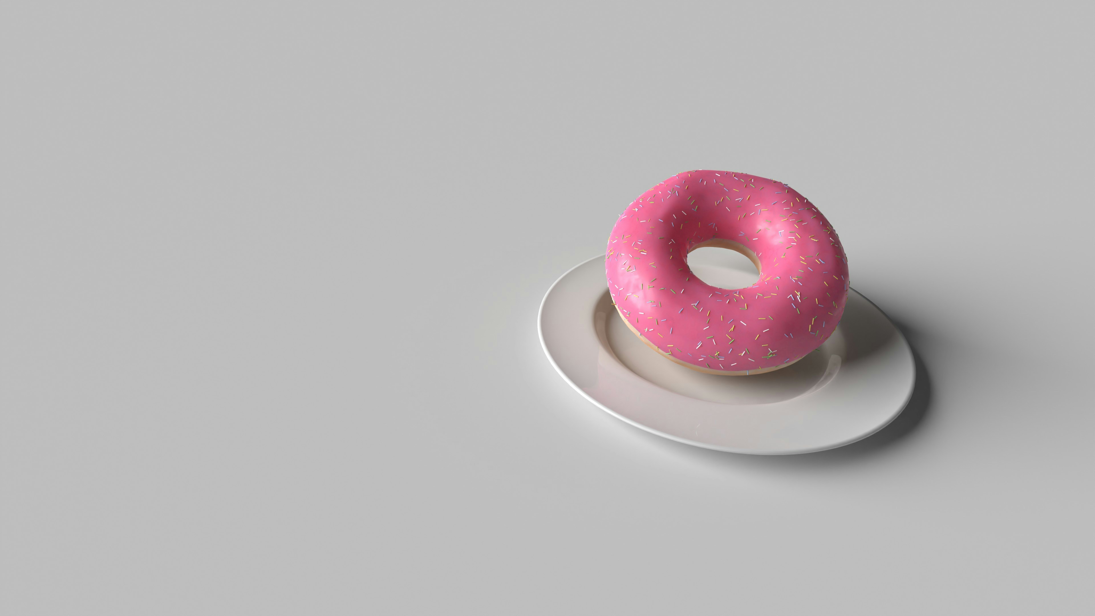 Um donut rosa sentado em cima de um prato branco foto – Imagem grátis sobre  Papel de parede na Unsplash, image size:3000x1688