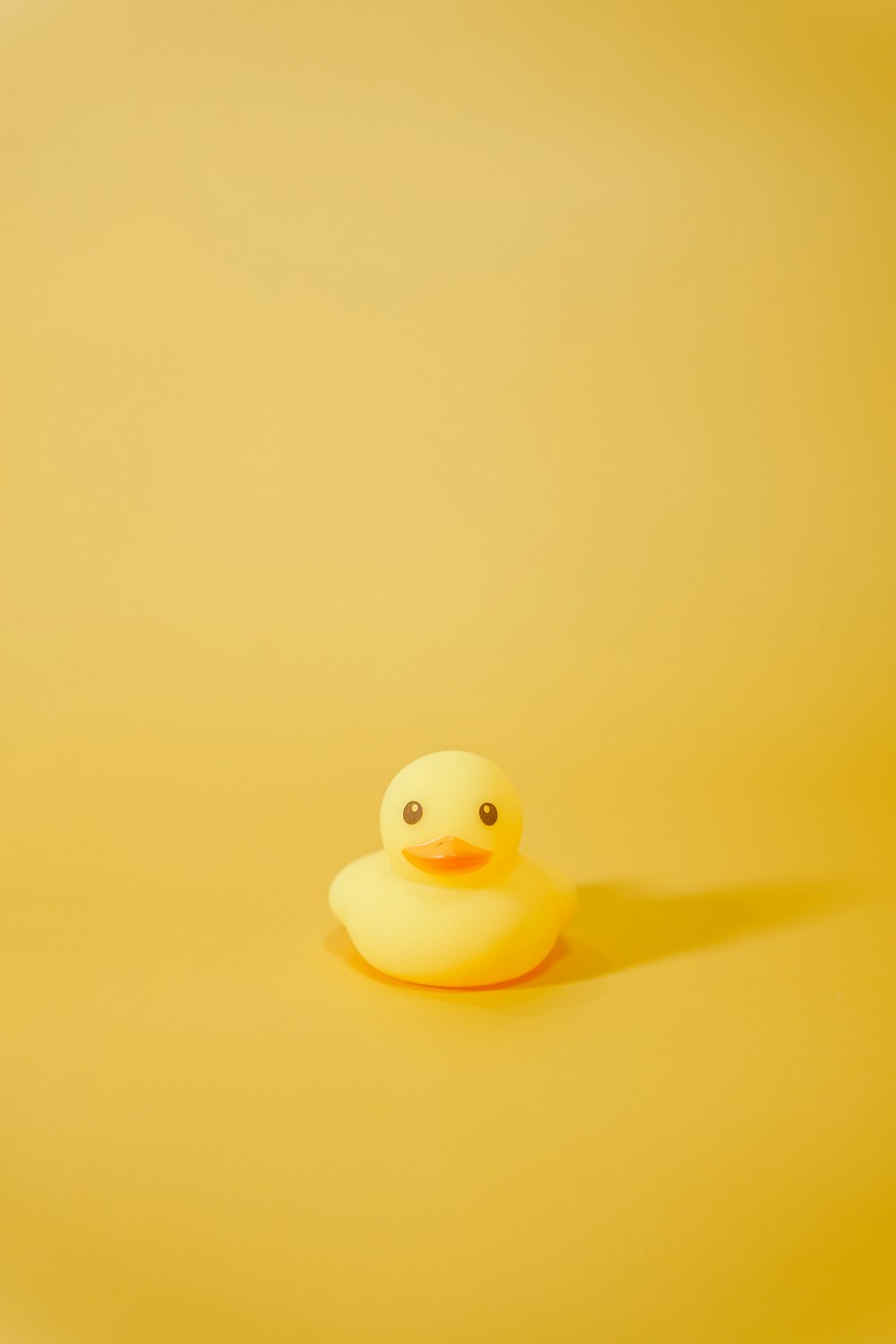 a rubber duck sitting on a yellow surface