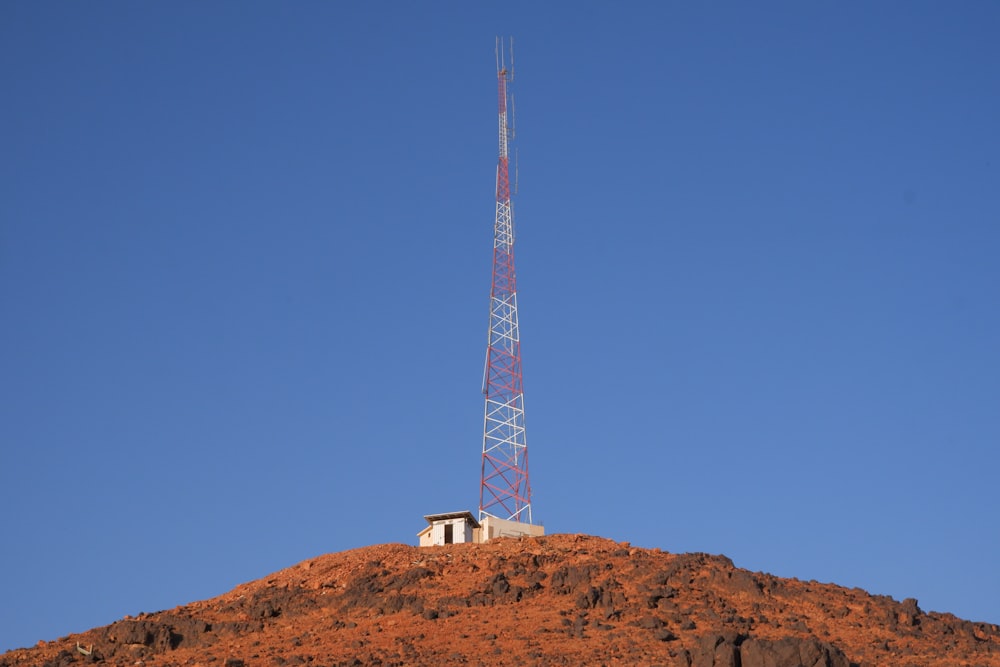 a radio tower on top of a hill