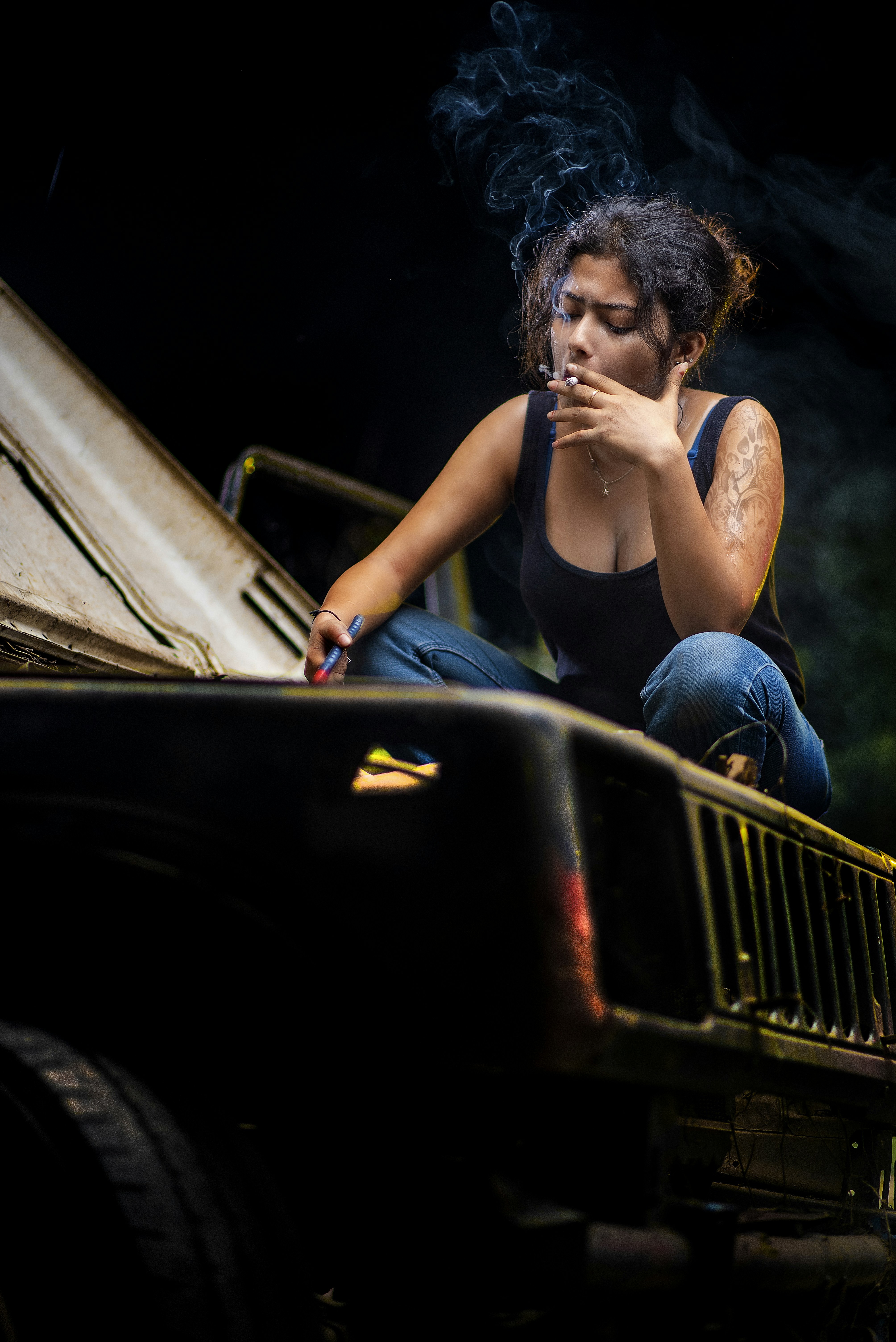 woman smoking cigarette in car Stressed Checking Stock Footage Video (100% Royalty-free) 2745332 A woman sitting in a