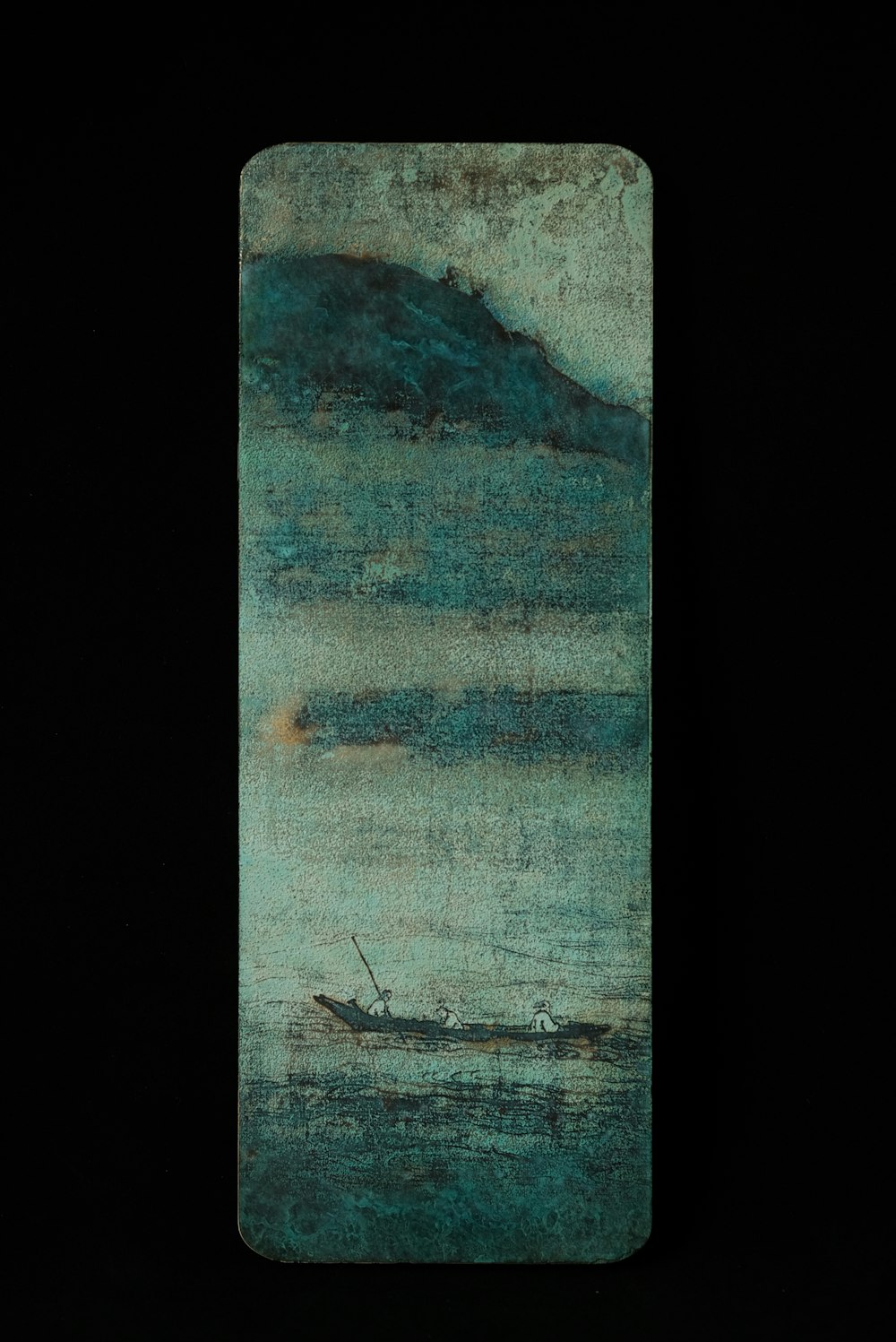 a painting of a boat in a body of water