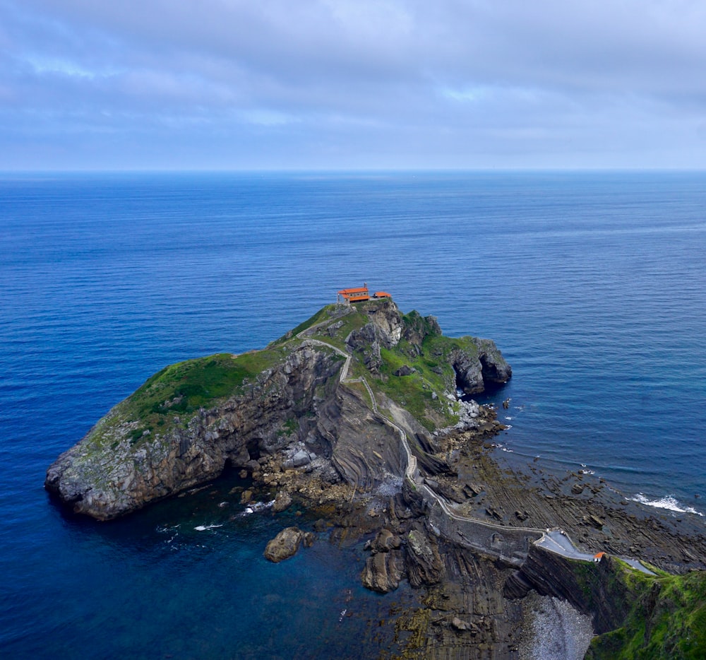 a small island in the middle of the ocean