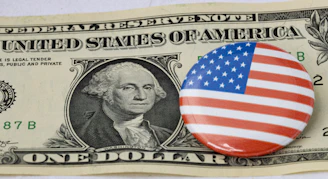 a one dollar bill with a button on it