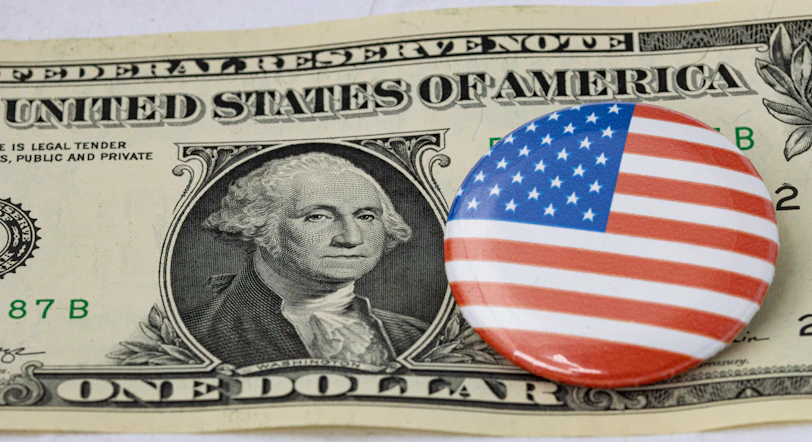 a one dollar bill with a button on it