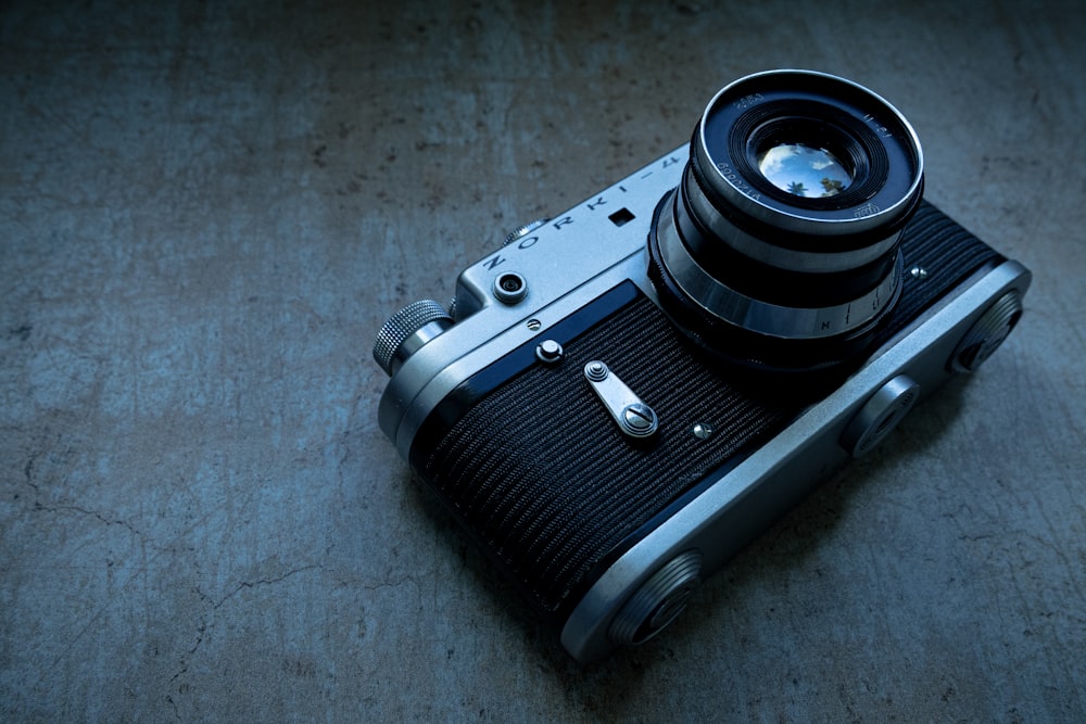 a close up of a camera on a table