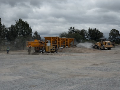 A heavy machinery moving on a construction site.