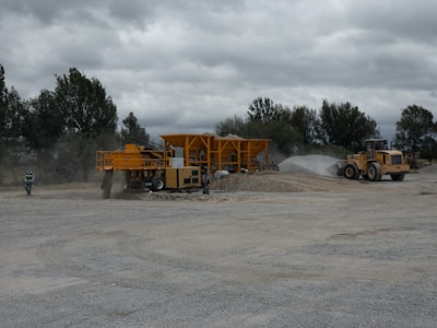 A construction site with heavy machinery in operation.