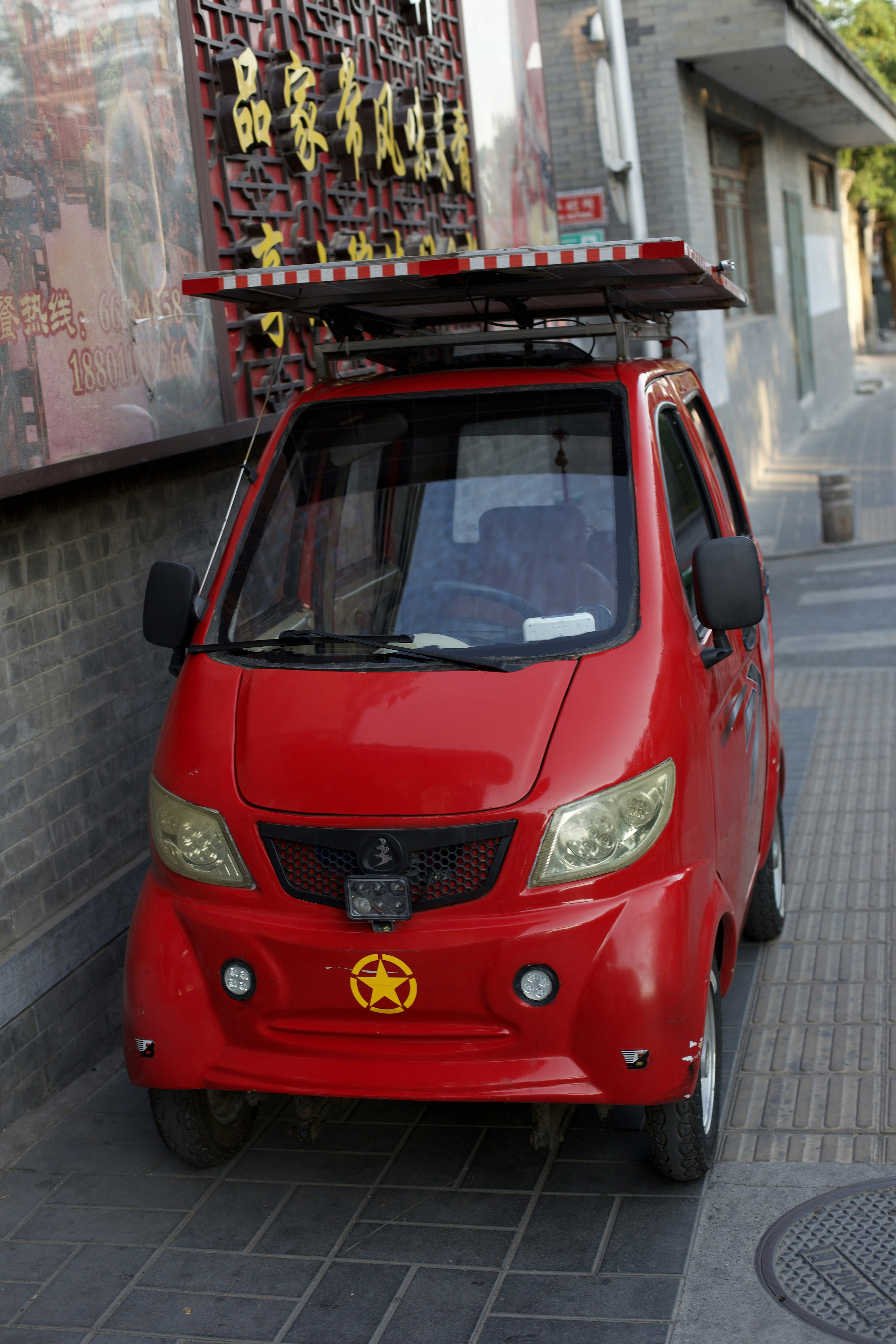 A customized mobile marketing vehicle with high-tech features