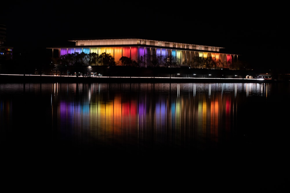 a building that is lit up at night