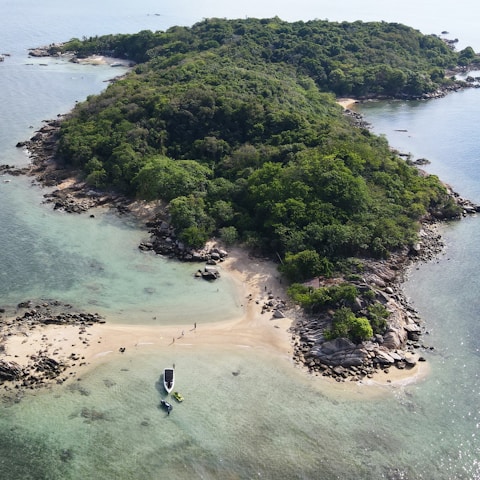 a small island in the middle of a body of water