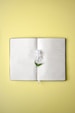 a notebook with a flower on top of it