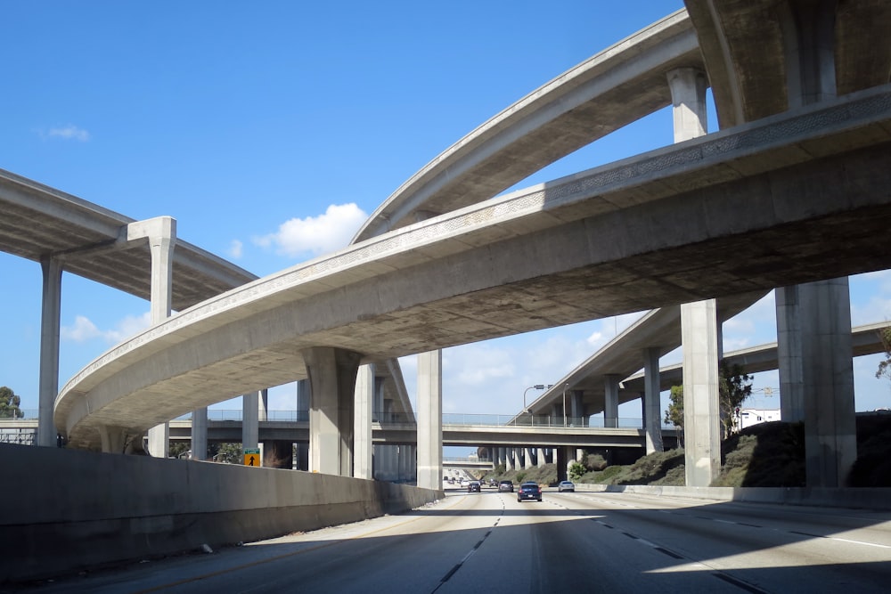 a view of a highway with multiple overpasss