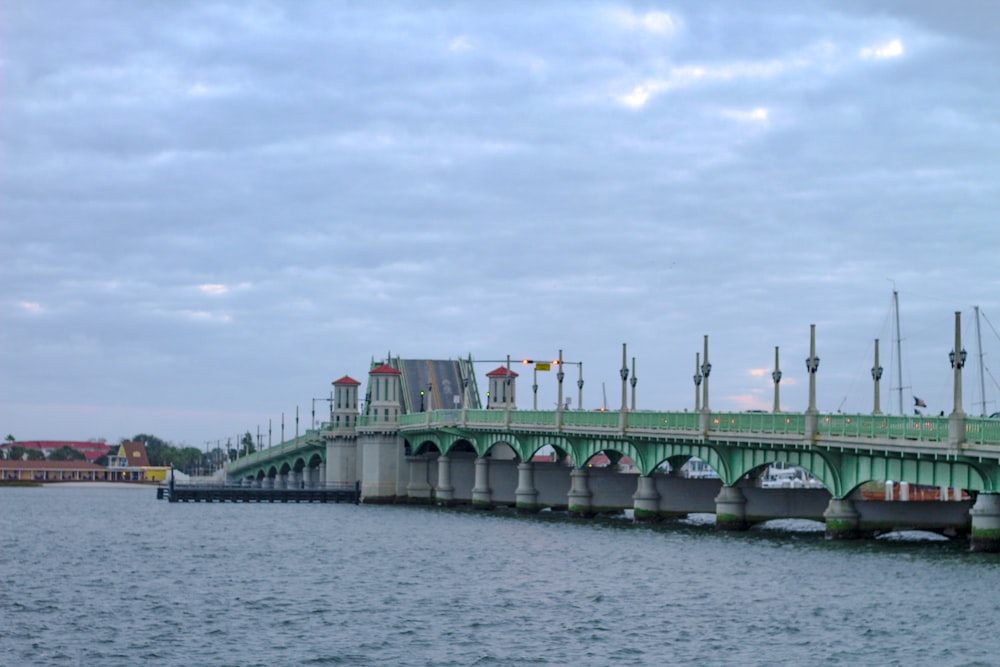 a bridge over a large body of water