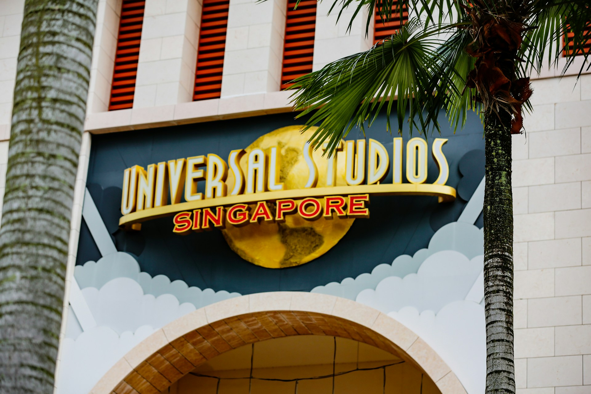 a building with a sign that says universal studios singapore
