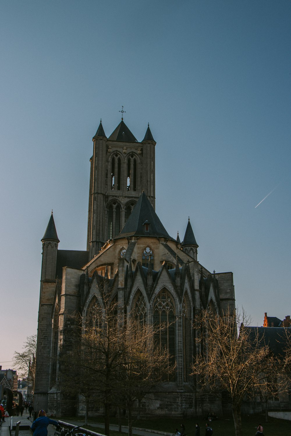 a large church with a clock tower on top of it