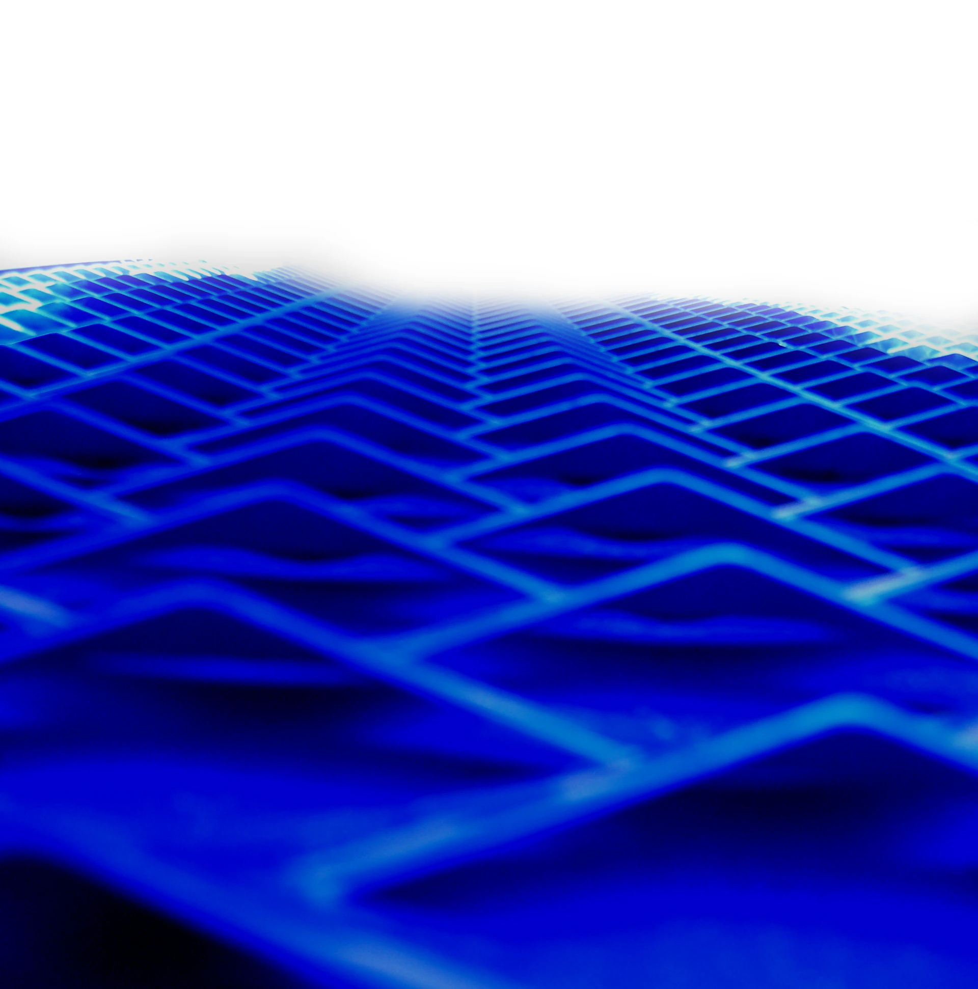 a blue computer keyboard with a white background