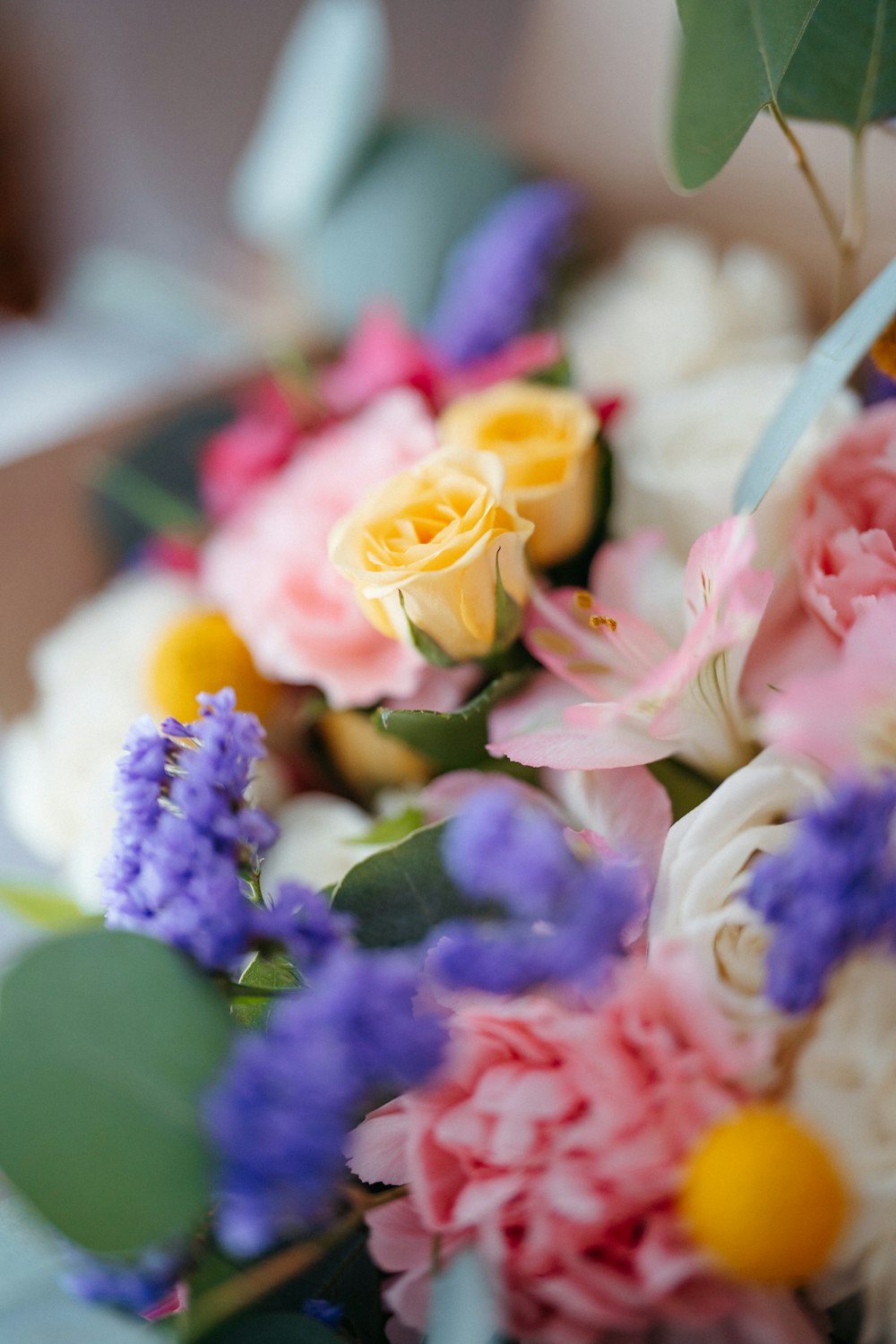 a close up of a bouquet of flowers