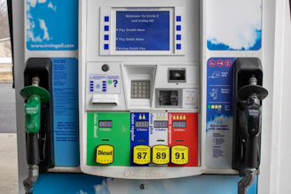 a close up of a gas pump at a gas station
