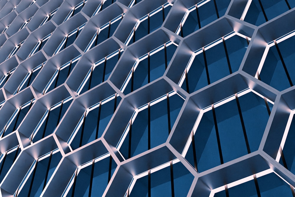 a close up of a building made of hexagonal tiles