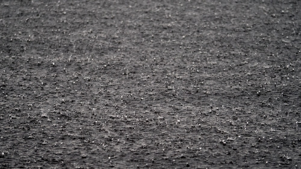 a black and white photo of rain on the ground