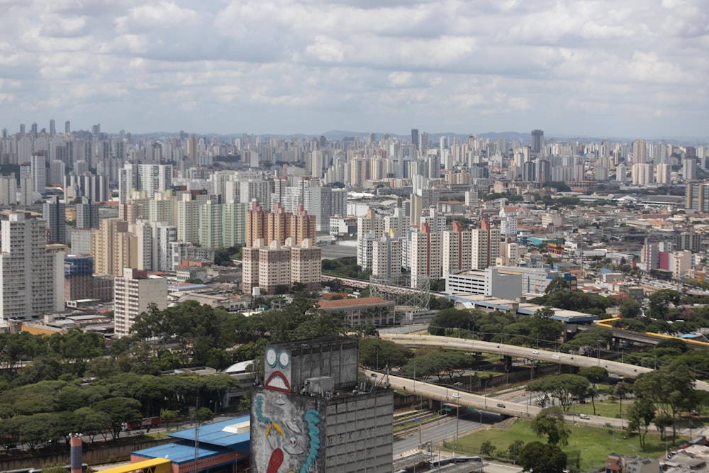 a view of a city from a tall building