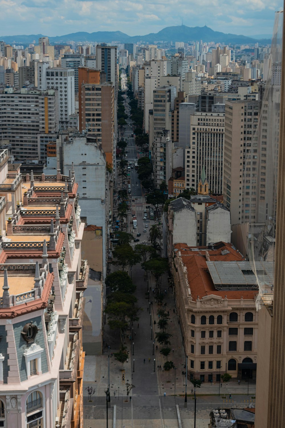 a view of a city from a tall building