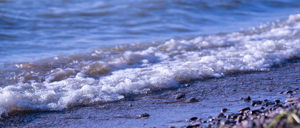 a close up of a wave coming in to the shore