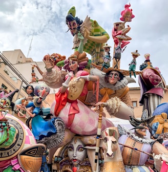 a group of people riding on top of a float