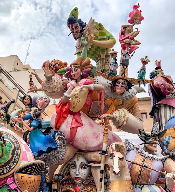 a group of people riding on top of a float