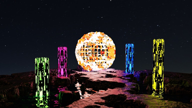 An immersive night scene from a fantasy game world with glowing magical elements.