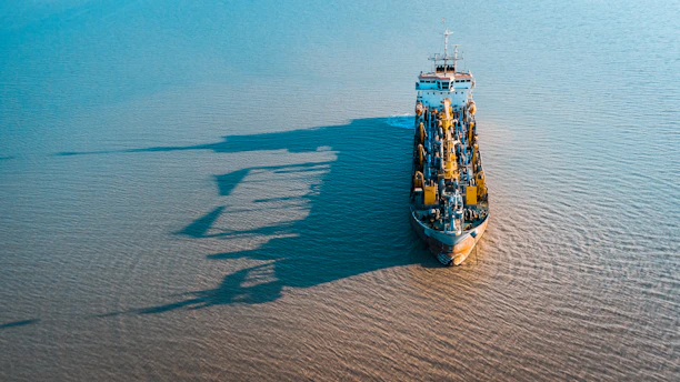 a large boat floating on top of a large body of water