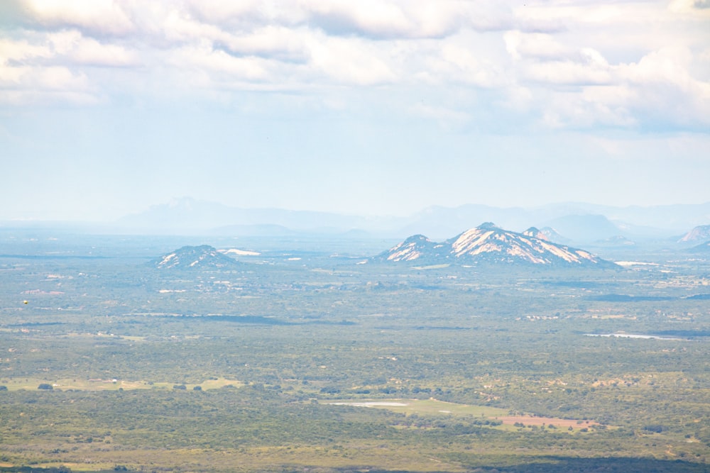 a view of a mountain range from an airplane