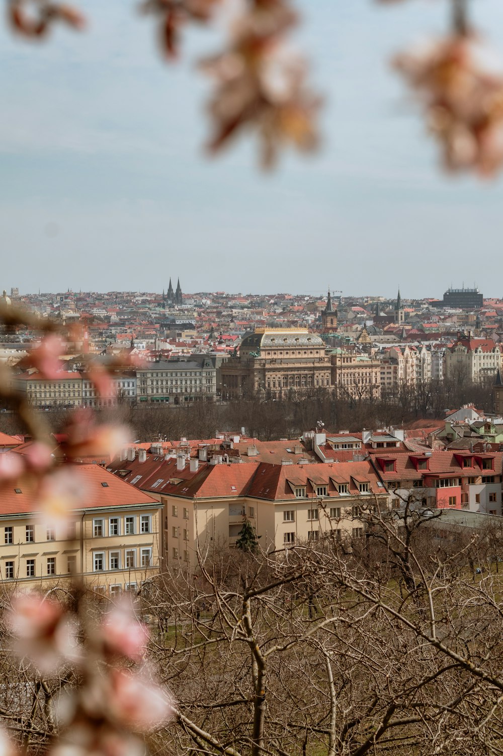 Blick auf eine Stadt von einem Hügel aus