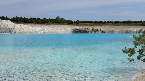 a body of water surrounded by trees and rocks