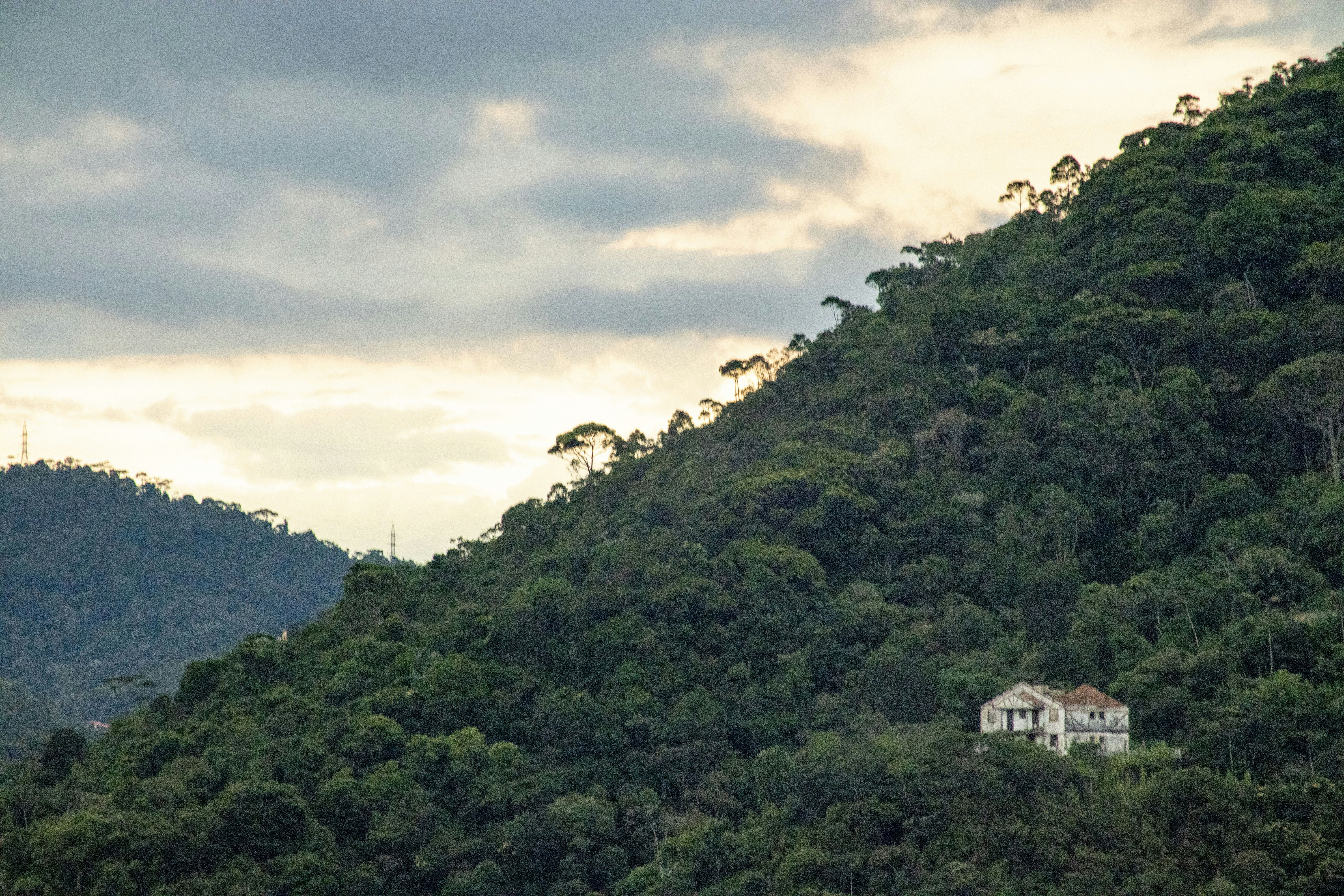 uma casa em uma colina cercada por árvores