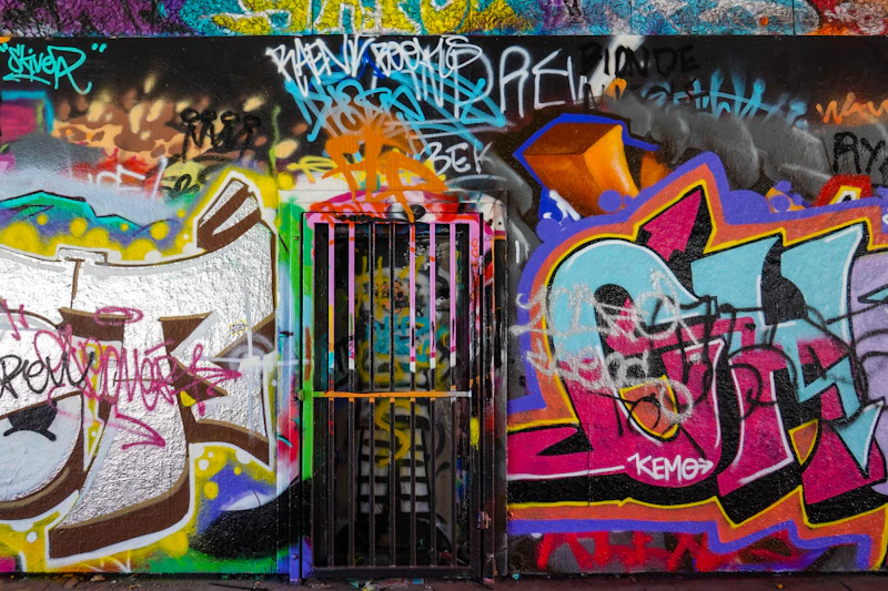 colorful graffiti wall in the city